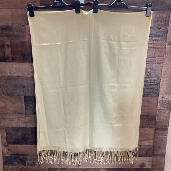 Wrap Scarf 4” Fringe Edge Light Yellow Women Width 28” Length 74” - Picture 8 of 10
